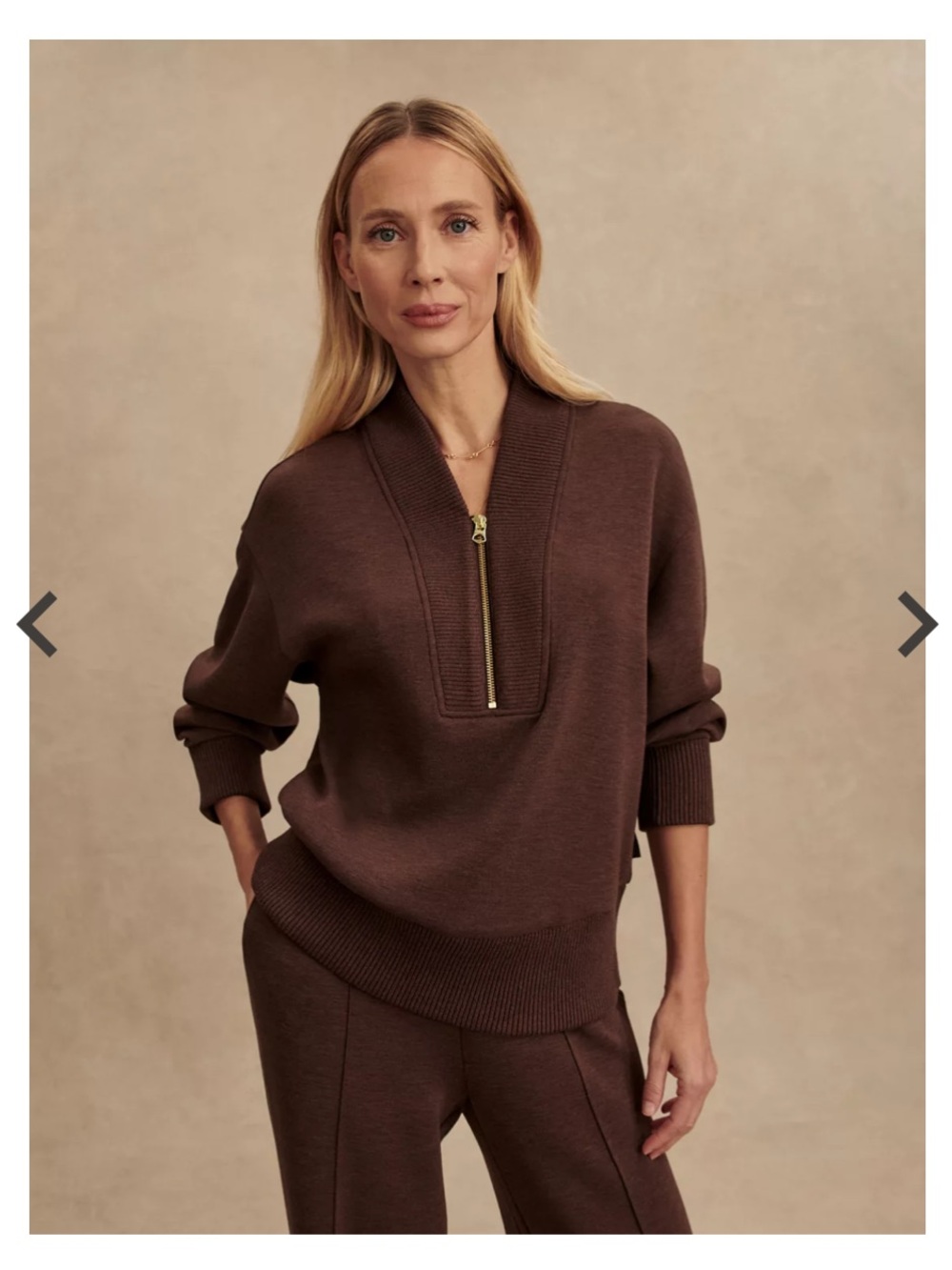 Varley Sally 1/2 Zip DoubleSoft Sweatshirt in Coffee Bean Marl